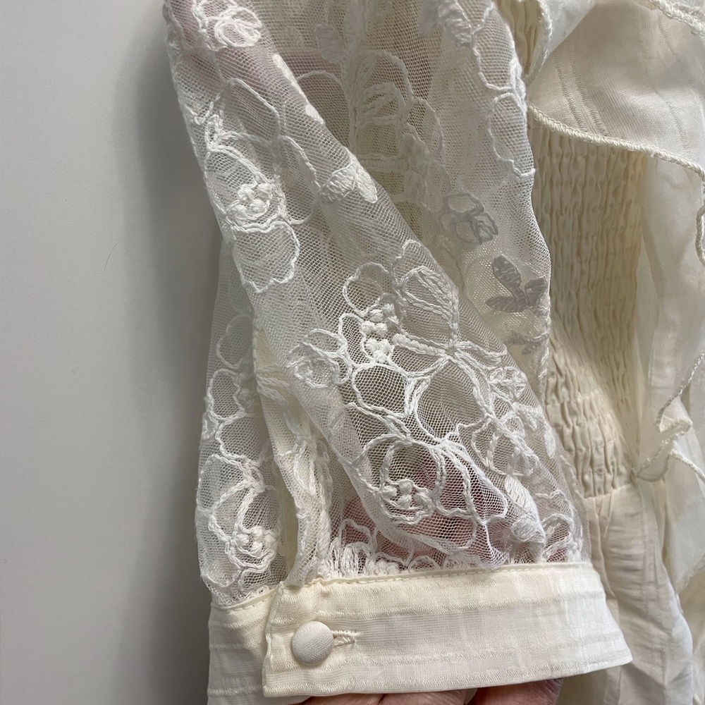 Elegant Lace Ruffle Top - Cream - Picture 11 of 11